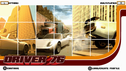 Driver '76 title screen for PSP